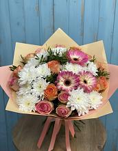 Букет цветов из:  Розы, Герберы и Хризантемы в Ирклиевская