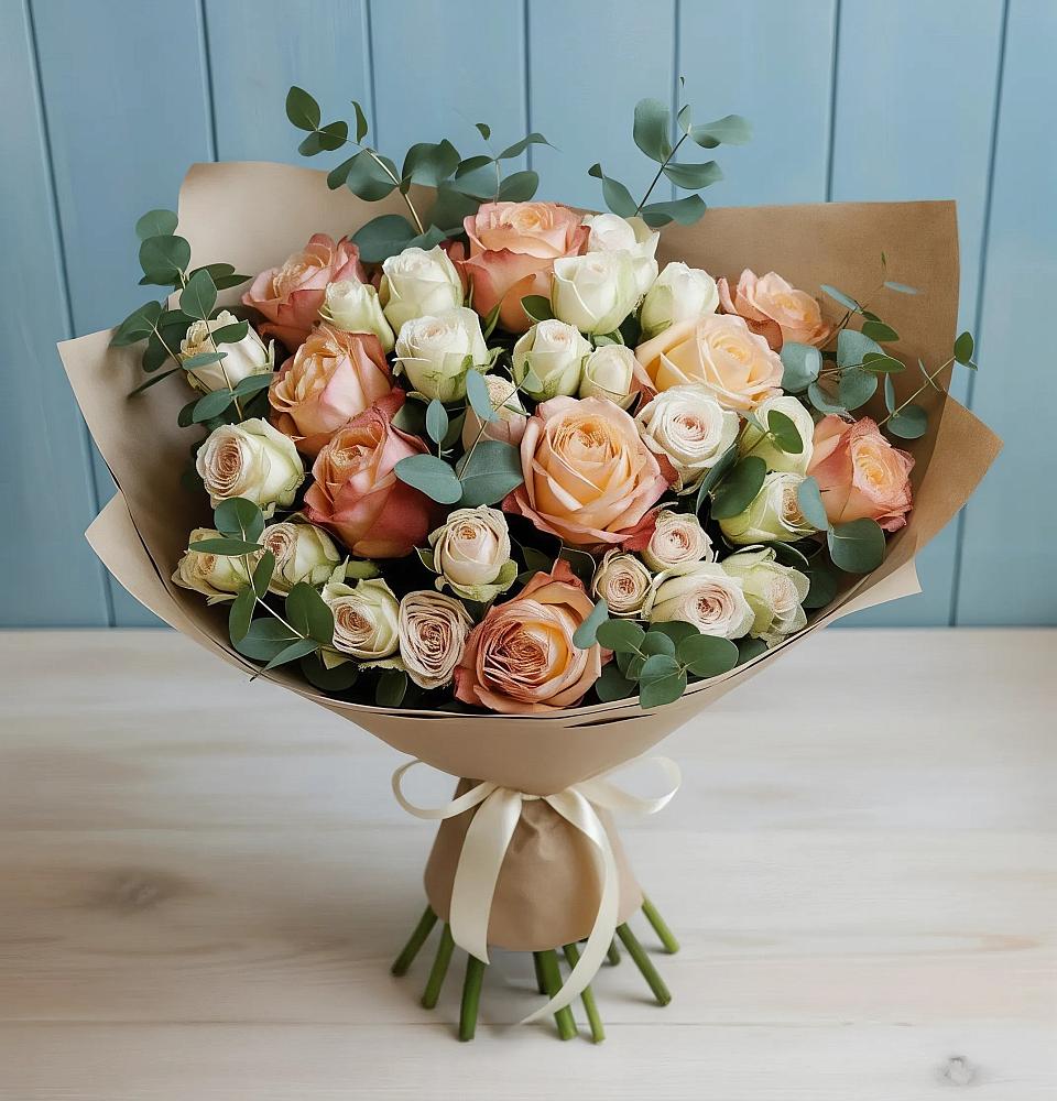 Букет цветов из: Альстромерии и Розы в Ирклиевская