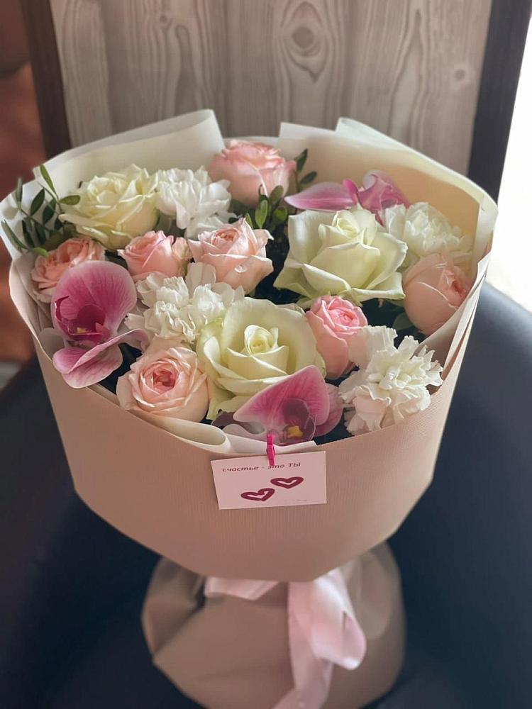 Букет цветов из: Орхидеи, Розы и Гвоздики в Ирклиевская