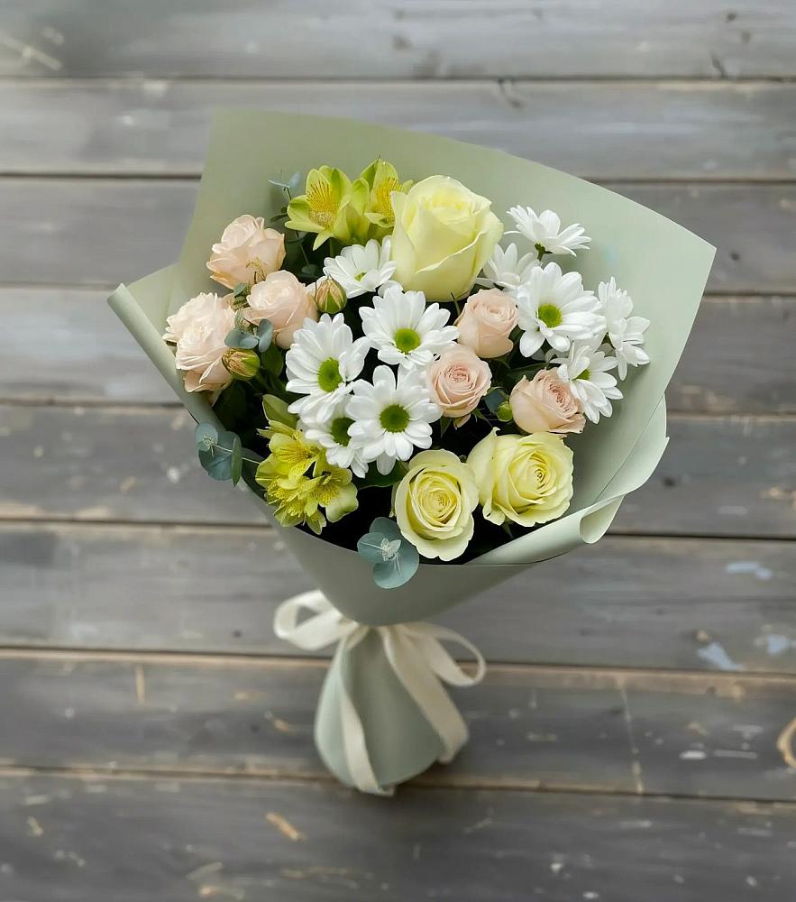 Букет цветов из: Альстромерии, Розы и Хризантемы в Ирклиевская