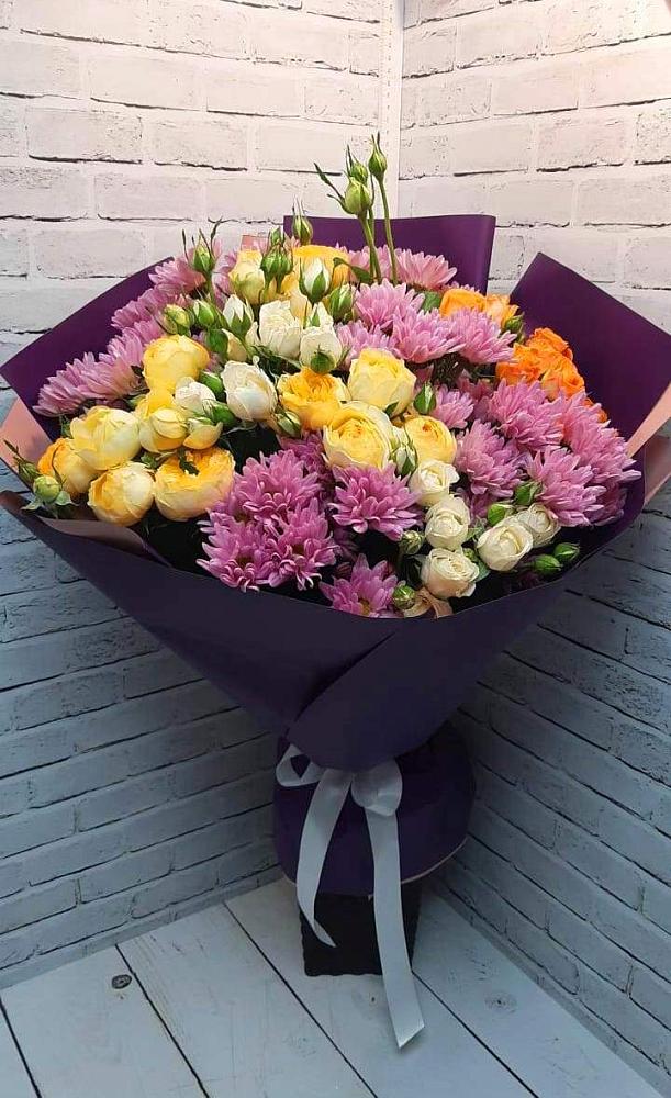 Букет цветов из: Хризантемы и Розы в Ирклиевская