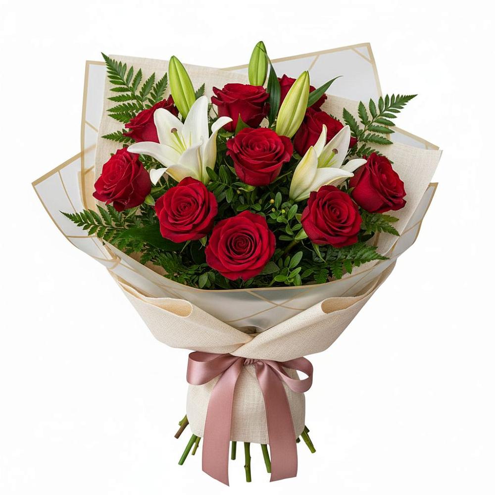 Букет цветов из: Лилии и Розы в Ирклиевская