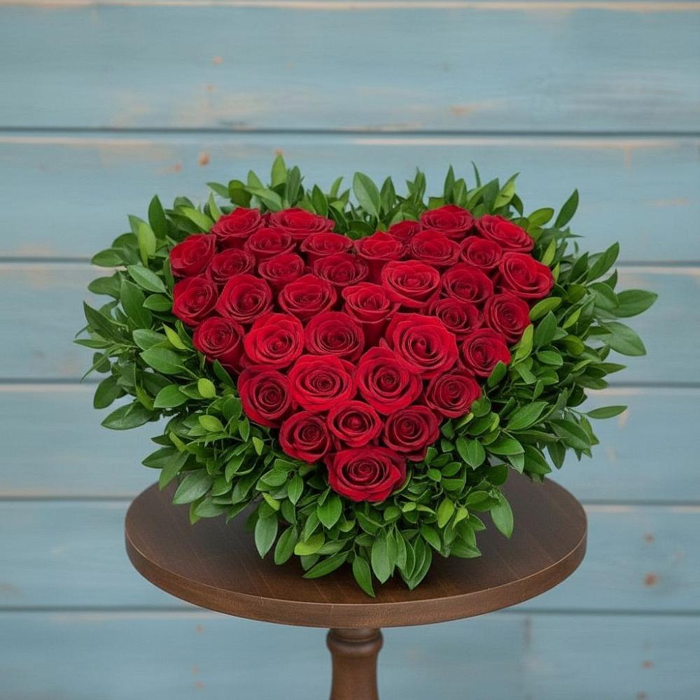 Цветочная композиция из Розы в виде сердца в Ирклиевская