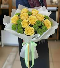 Букет цветов из:  Хризантемы и Розы в Ирклиевская