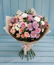 Букет цветов из:  Хризантемы, Розы и Альстромерии в Ирклиевская