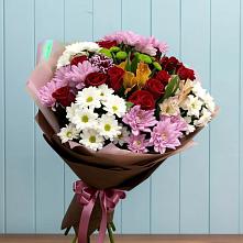 Букет цветов из:  Розы, Хризантемы и Альстромерии в Ирклиевская