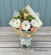 Букет цветов из:  Герберы, Розы и Хризантемы в Ирклиевская