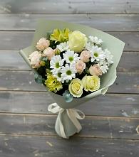 Букет цветов из:  Альстромерии, Розы и Хризантемы в Ирклиевская