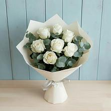 Букет Белые розы в Эвкалипте в Ирклиевская