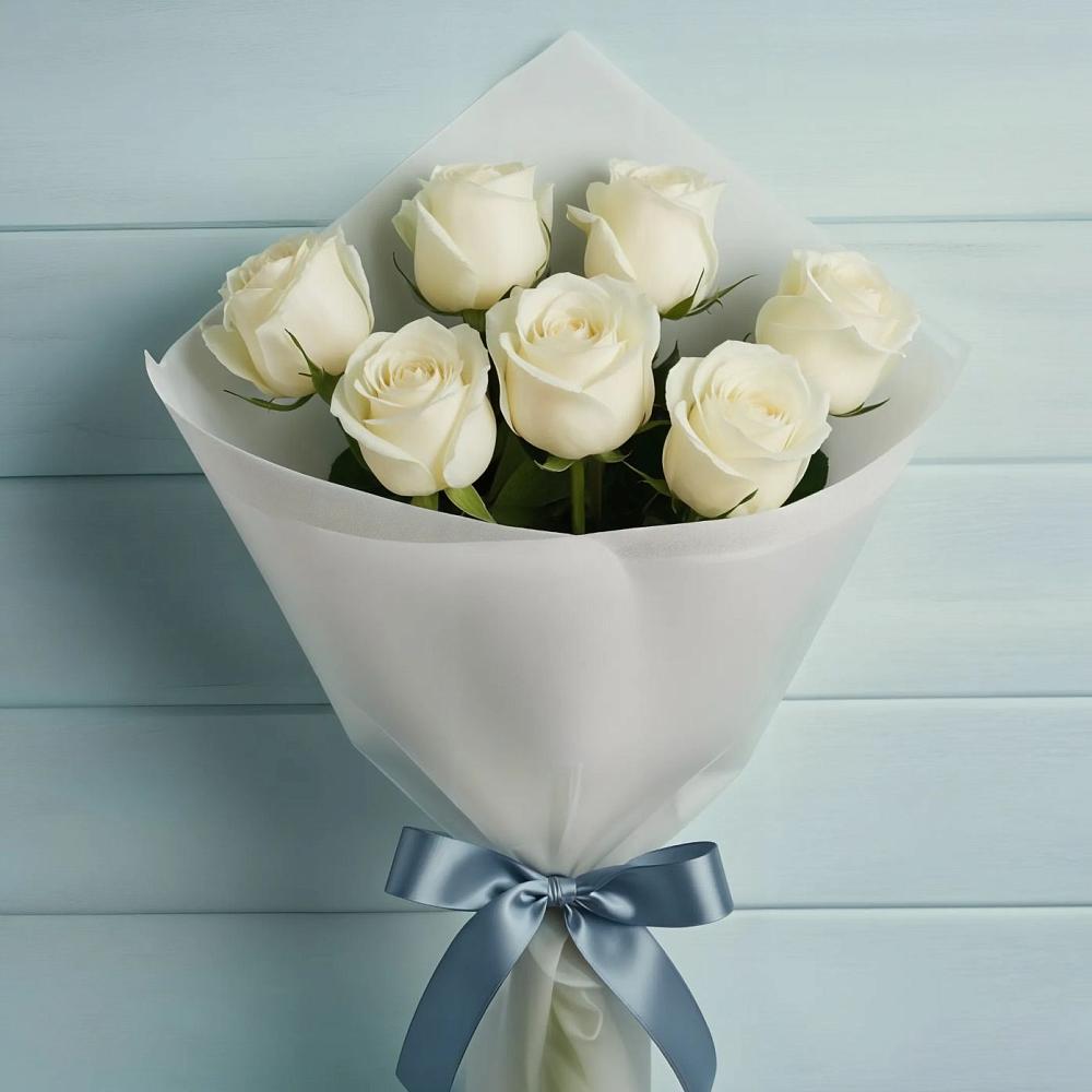 Букет 7 Белых роз Эдлесс Лав в Ирклиевская
