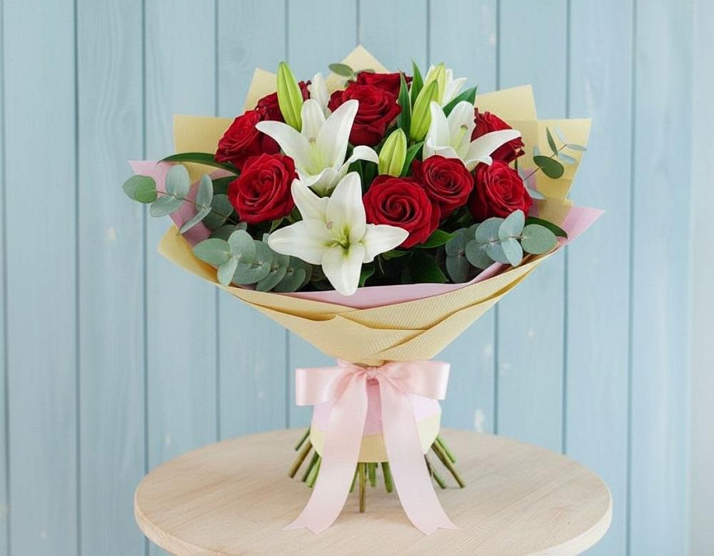 Букет цветов из: Лилии и Розы в Ирклиевская